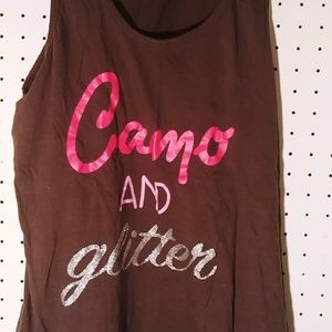 Gray Camo and glitter tank